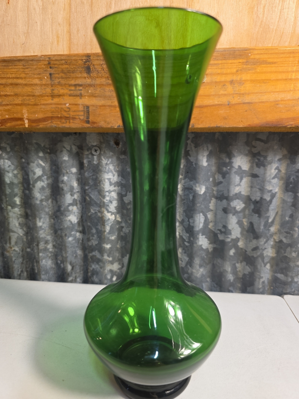 Vintage Emerald Green Anchor Hocking,  Genie Bottle Vase, 1960's To 1970's.